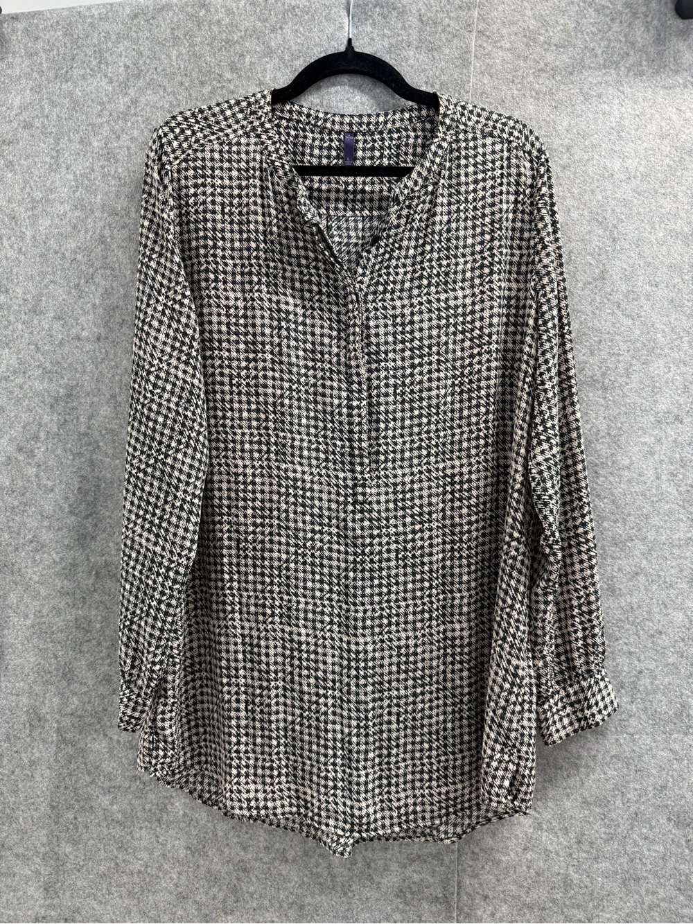NYDJ Black & White Houndstooth Tunic Top - Womens L - Business Office Work